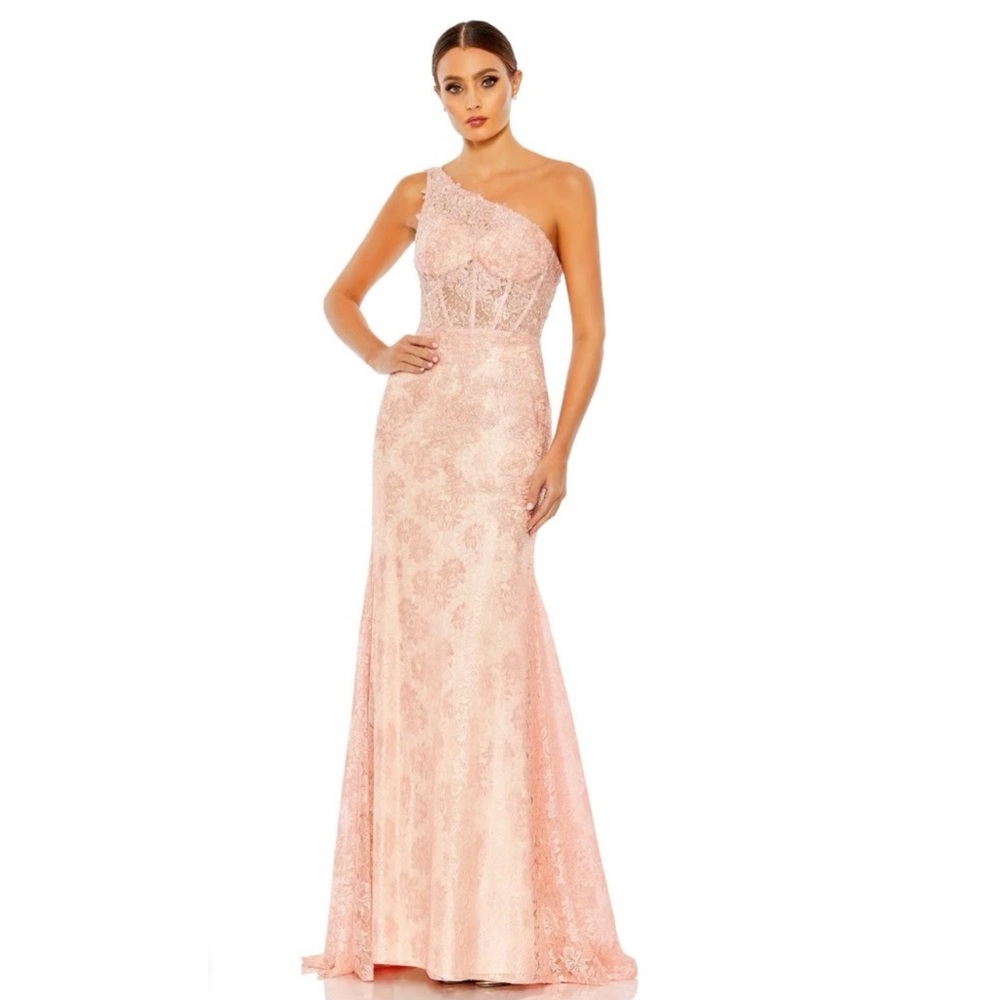 NWT Mac Duggal Style #48910 Coral One-Shoulder Gown